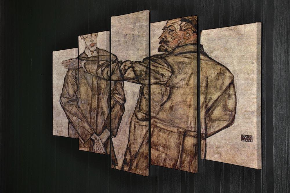 Double Portrait of Heinrich Bensch and his Son Otto by Egon Schiele 5 Split Panel Canvas - Canvas Art Rocks - 2