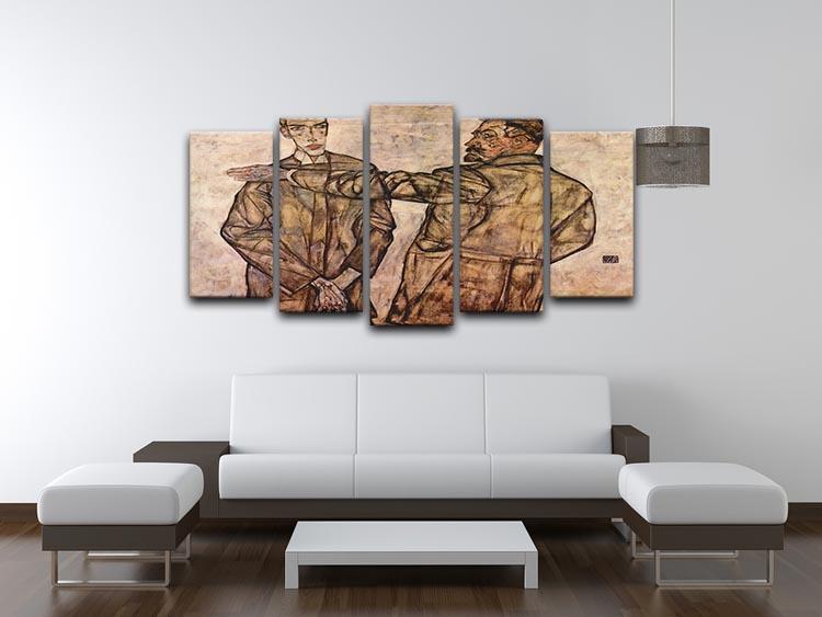 Double Portrait of Heinrich Bensch and his Son Otto by Egon Schiele 5 Split Panel Canvas - Canvas Art Rocks - 3