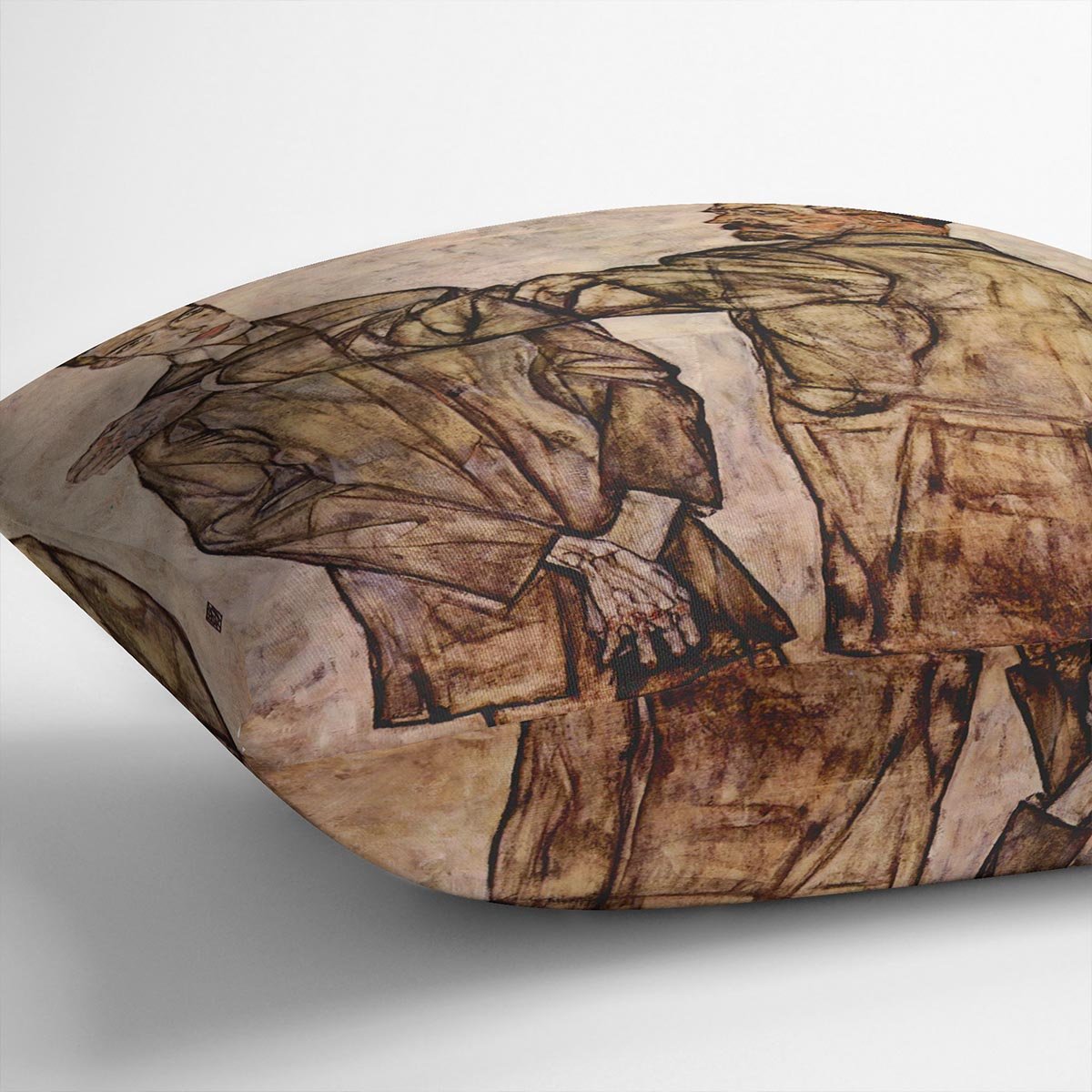 Double Portrait of Heinrich Bensch and his Son Otto by Egon Schiele Cushion