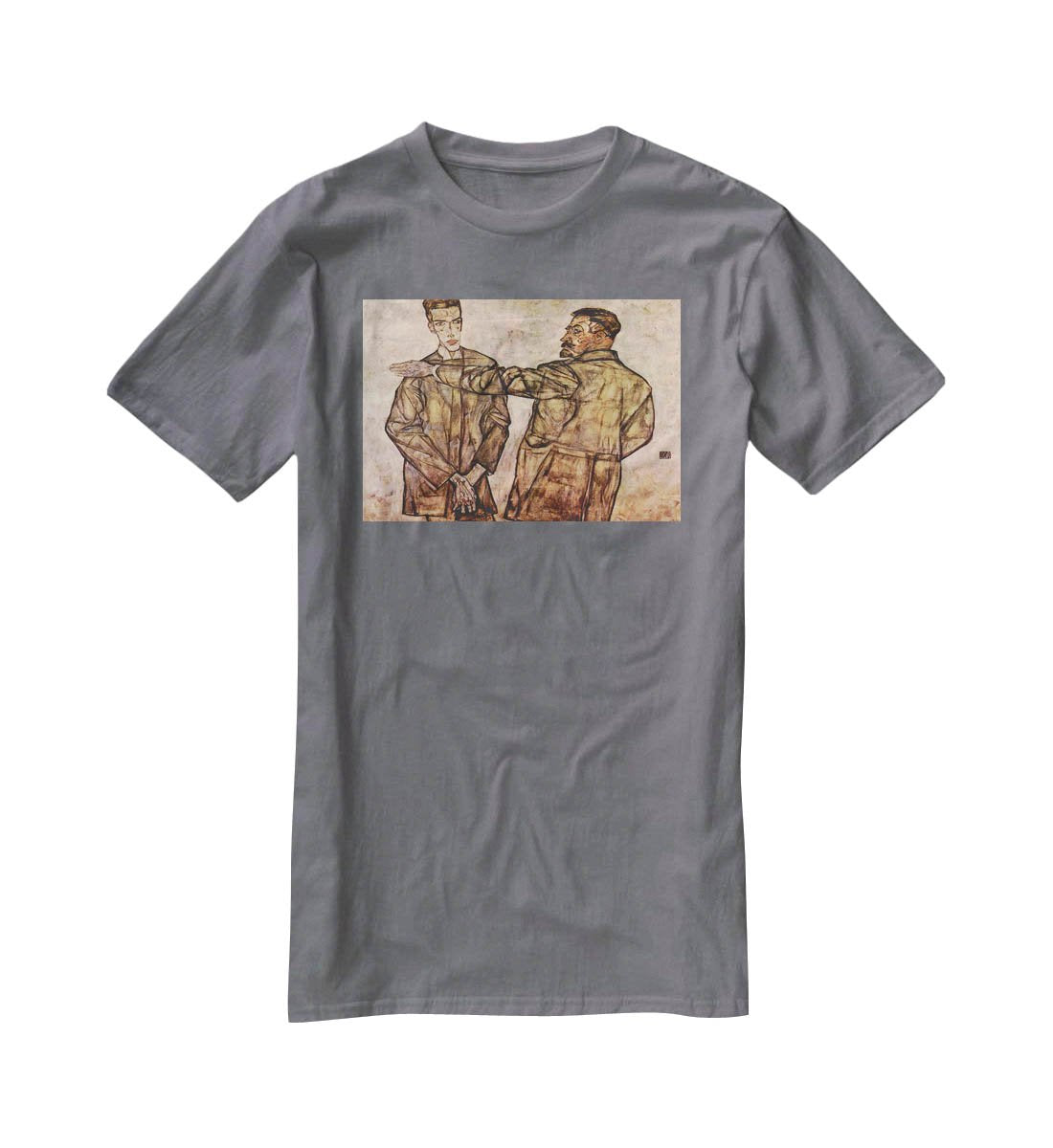 Double Portrait of Heinrich Bensch and his Son Otto by Egon Schiele T-Shirt - Canvas Art Rocks - 3