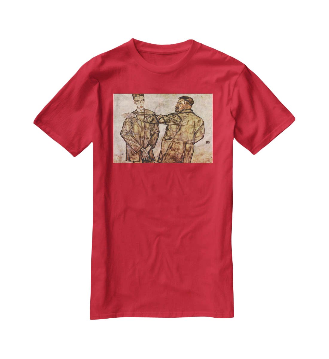 Double Portrait of Heinrich Bensch and his Son Otto by Egon Schiele T-Shirt - Canvas Art Rocks - 4