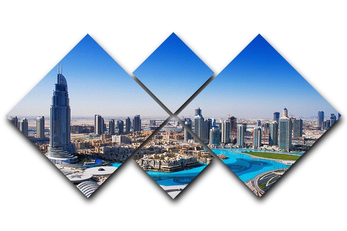 Downtown Dubai 4 Square Multi Panel Canvas  - Canvas Art Rocks - 1