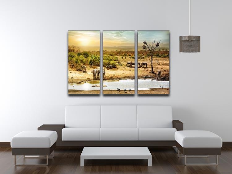 Dreamy scene of common South African safari 3 Split Panel Canvas Print - Canvas Art Rocks - 3