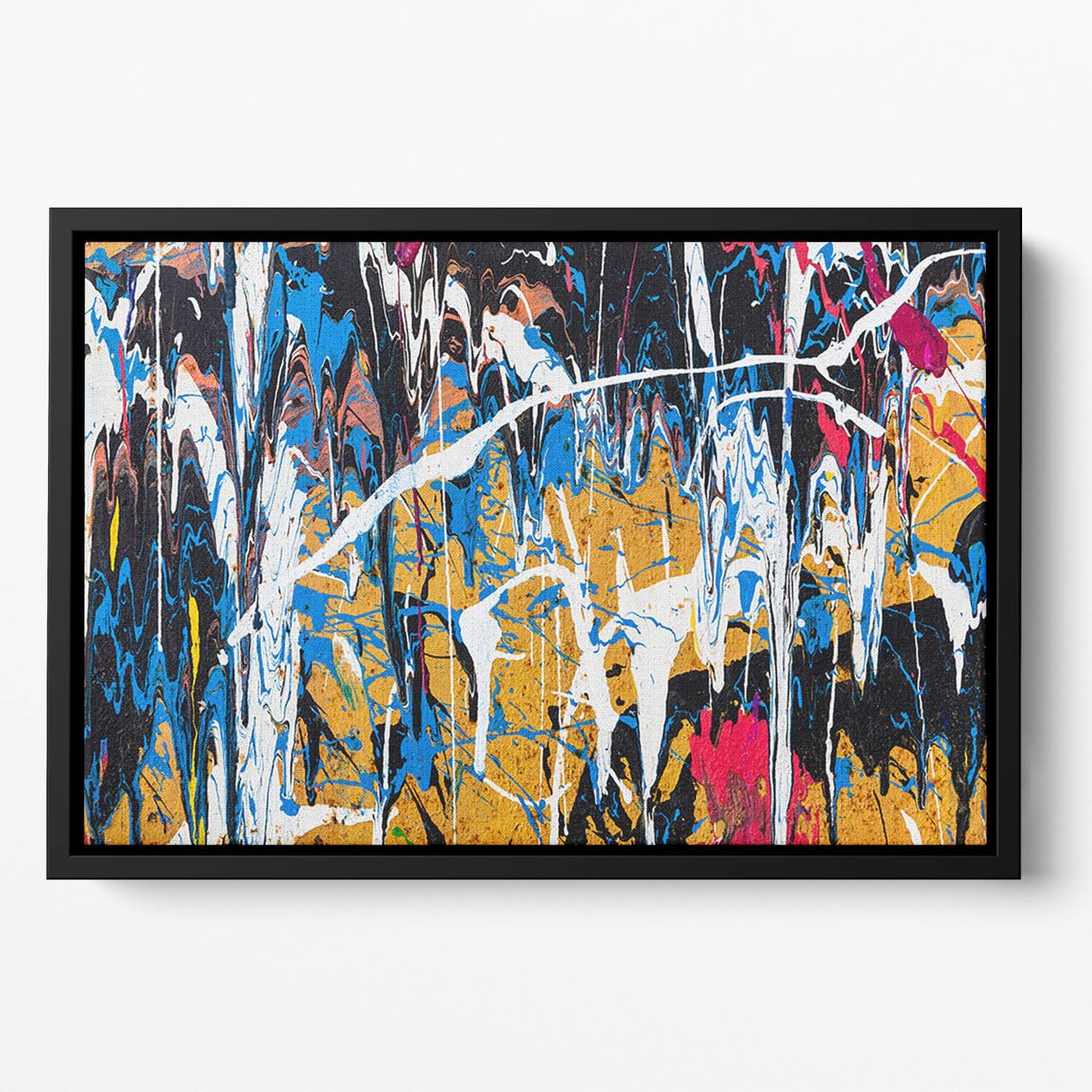 Dripping paint graffiti Floating Framed Canvas