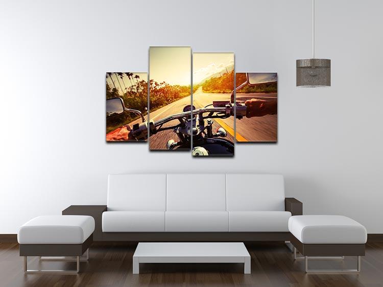 Driver riding motorbike 4 Split Panel Canvas  - Canvas Art Rocks - 3
