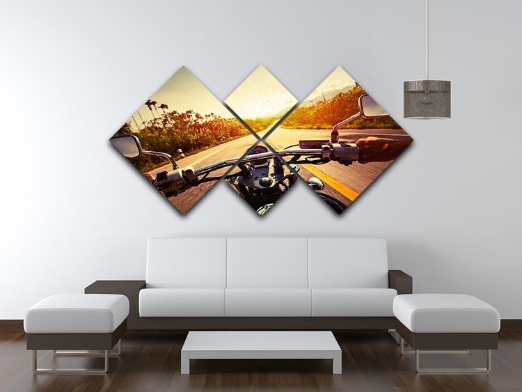Driver riding motorbike 4 Square Multi Panel Canvas  - Canvas Art Rocks - 3
