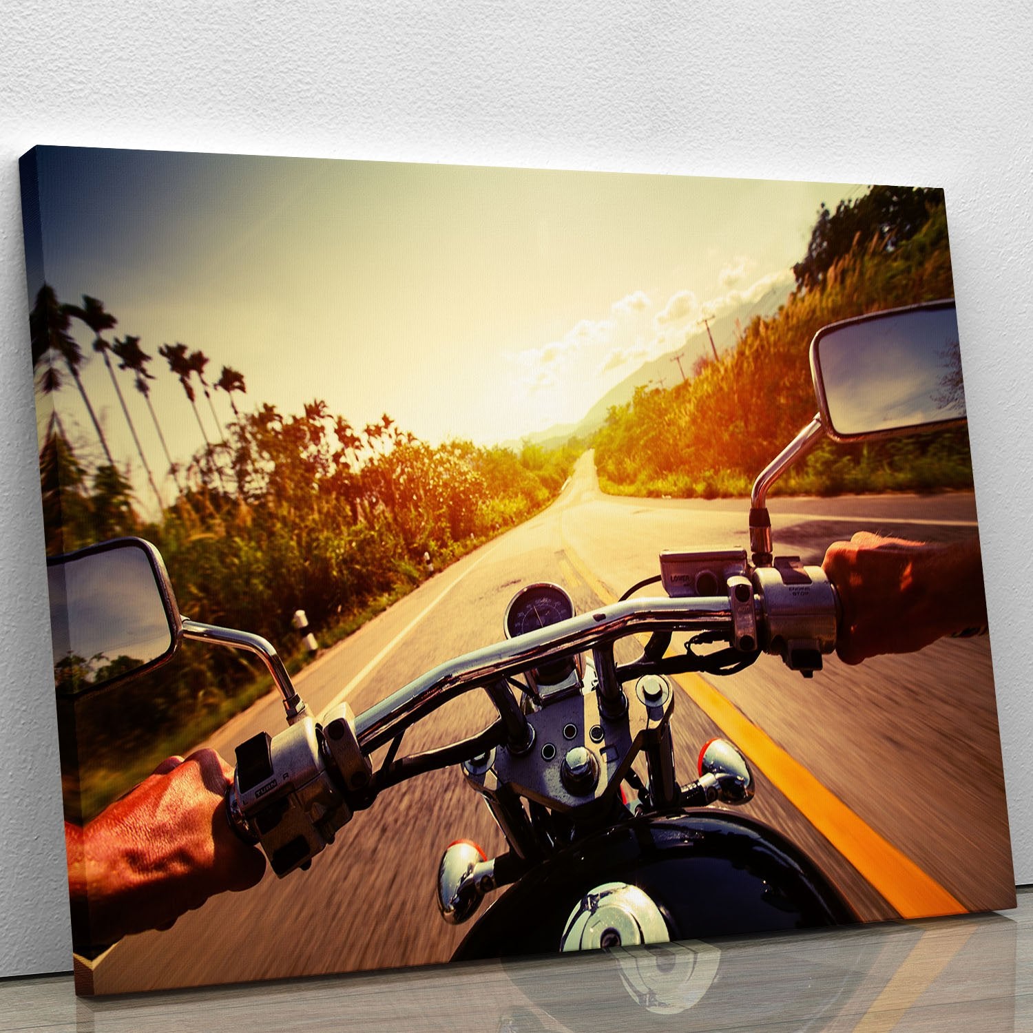 Driver riding motorbike Canvas Print or Poster