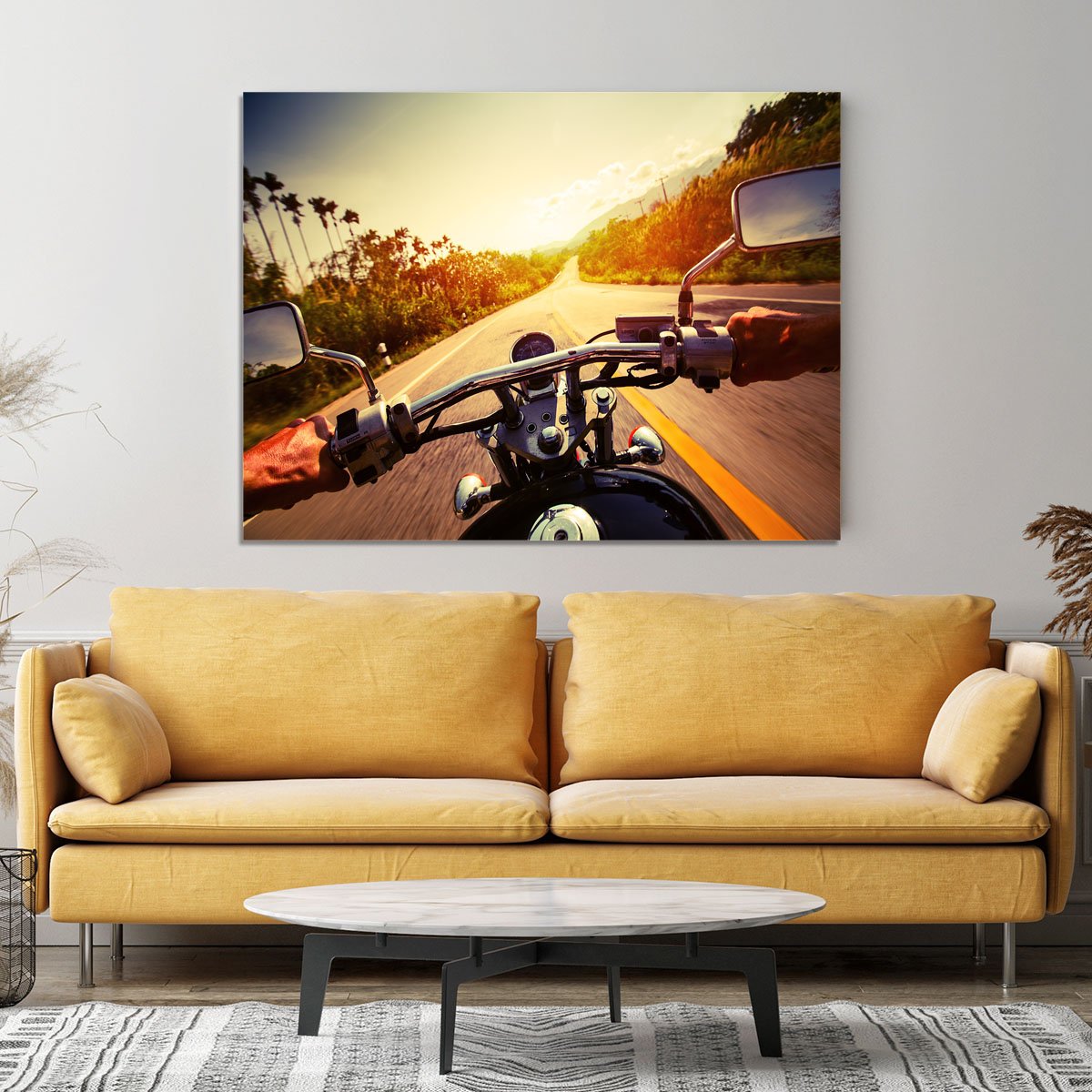 Driver riding motorbike Canvas Print or Poster