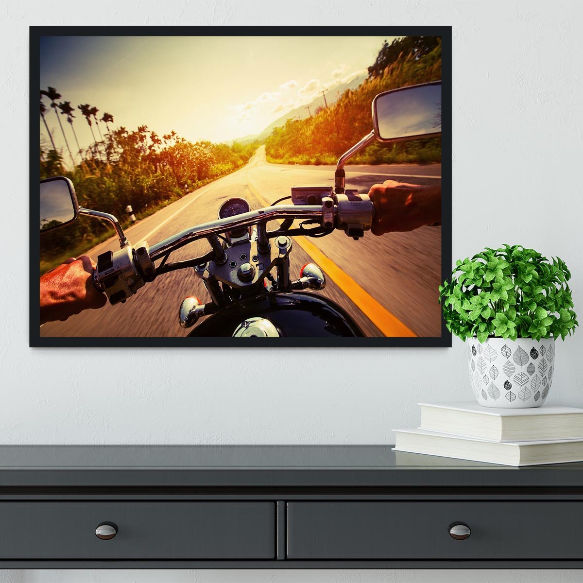 Driver riding motorbike Framed Print - Canvas Art Rocks - 2