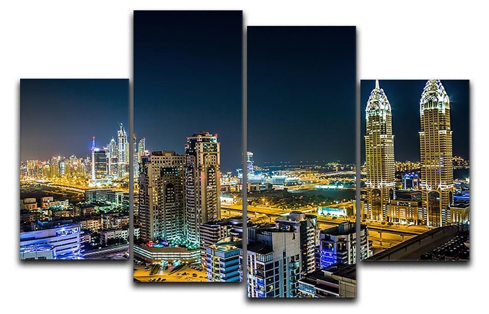 Dubai downtown night scene 4 Split Panel Canvas  - Canvas Art Rocks - 1