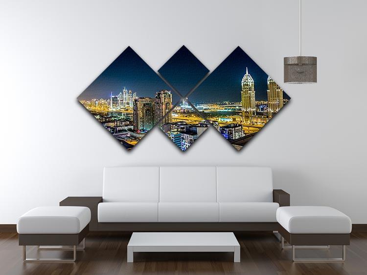 Dubai downtown night scene 4 Square Multi Panel Canvas  - Canvas Art Rocks - 3