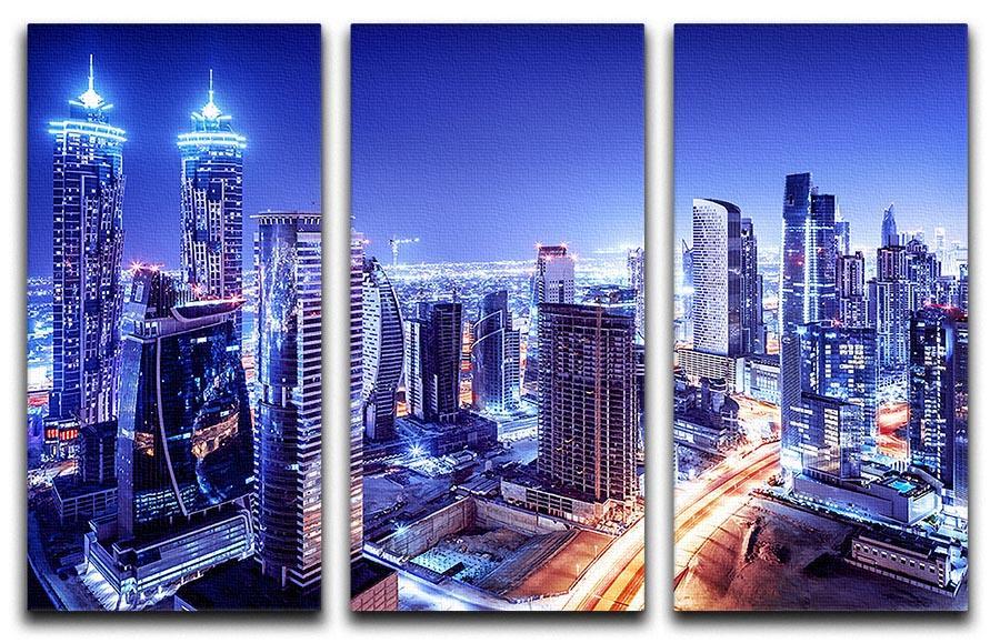 Dubai downtown night scene UAE 3 Split Panel Canvas Print - Canvas Art Rocks - 1