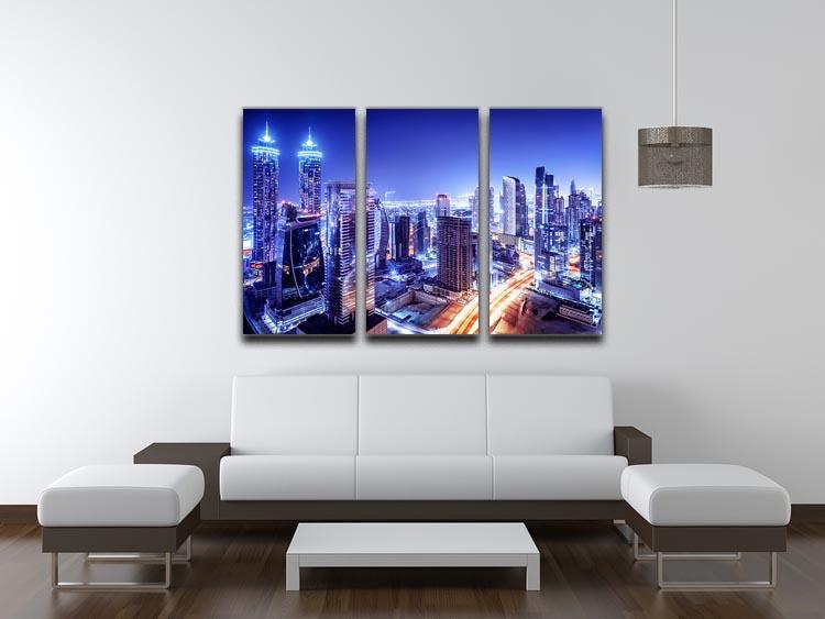 Dubai downtown night scene UAE 3 Split Panel Canvas Print - Canvas Art Rocks - 3