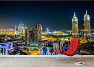 Dubai downtown night scene Wall Mural Wallpaper - Canvas Art Rocks - 2
