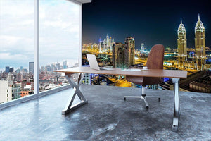 Dubai downtown night scene Wall Mural Wallpaper - Canvas Art Rocks - 3
