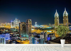 Dubai downtown night scene Wall Mural Wallpaper - Canvas Art Rocks - 4