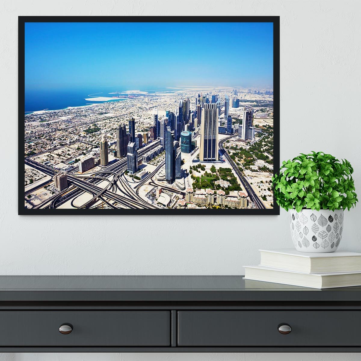 Dubai downtown top view Framed Print - Canvas Art Rocks - 2