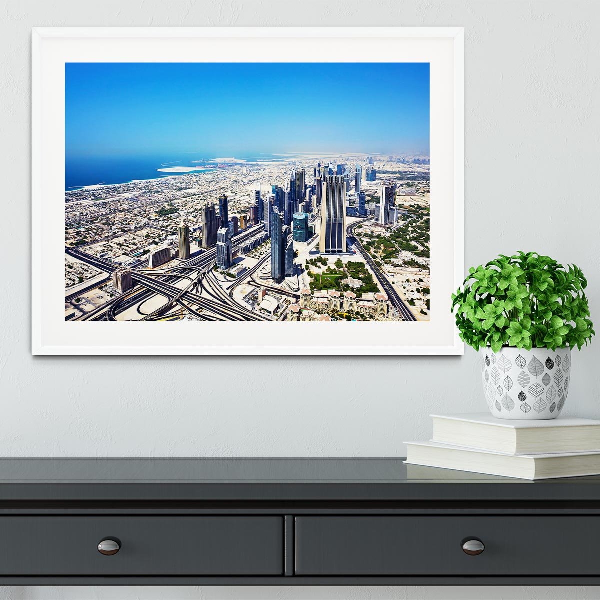 Dubai downtown top view Framed Print - Canvas Art Rocks - 5