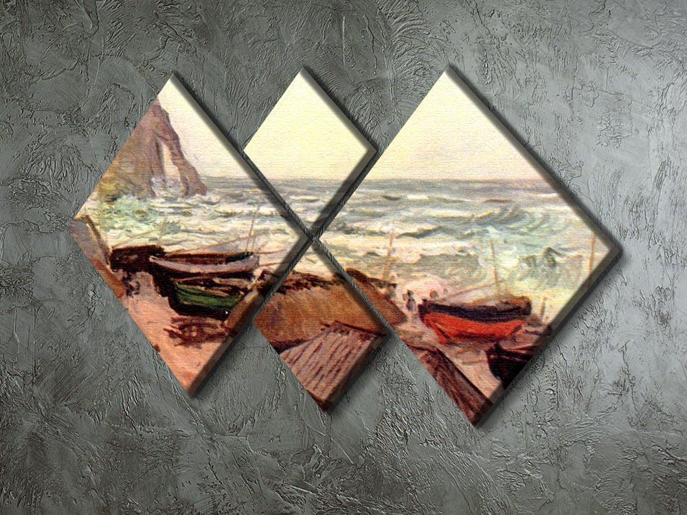 Durchbrochener rock at Etretat by Monet 4 Square Multi Panel Canvas - Canvas Art Rocks - 2