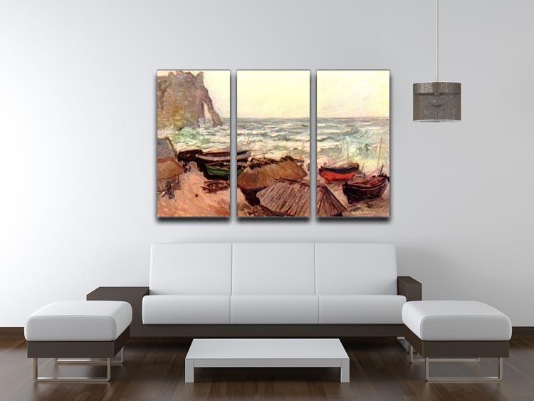 Durchbrochener rock at Etretat by Monet Split Panel Canvas Print - Canvas Art Rocks - 4