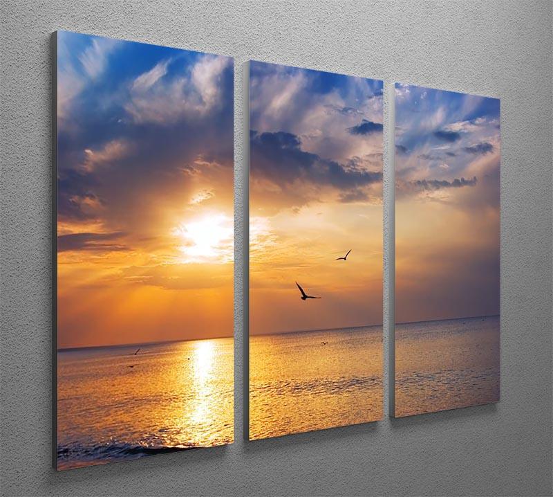 Early morning sunrise over the sea and a birds 3 Split Panel Canvas Print - Canvas Art Rocks - 2