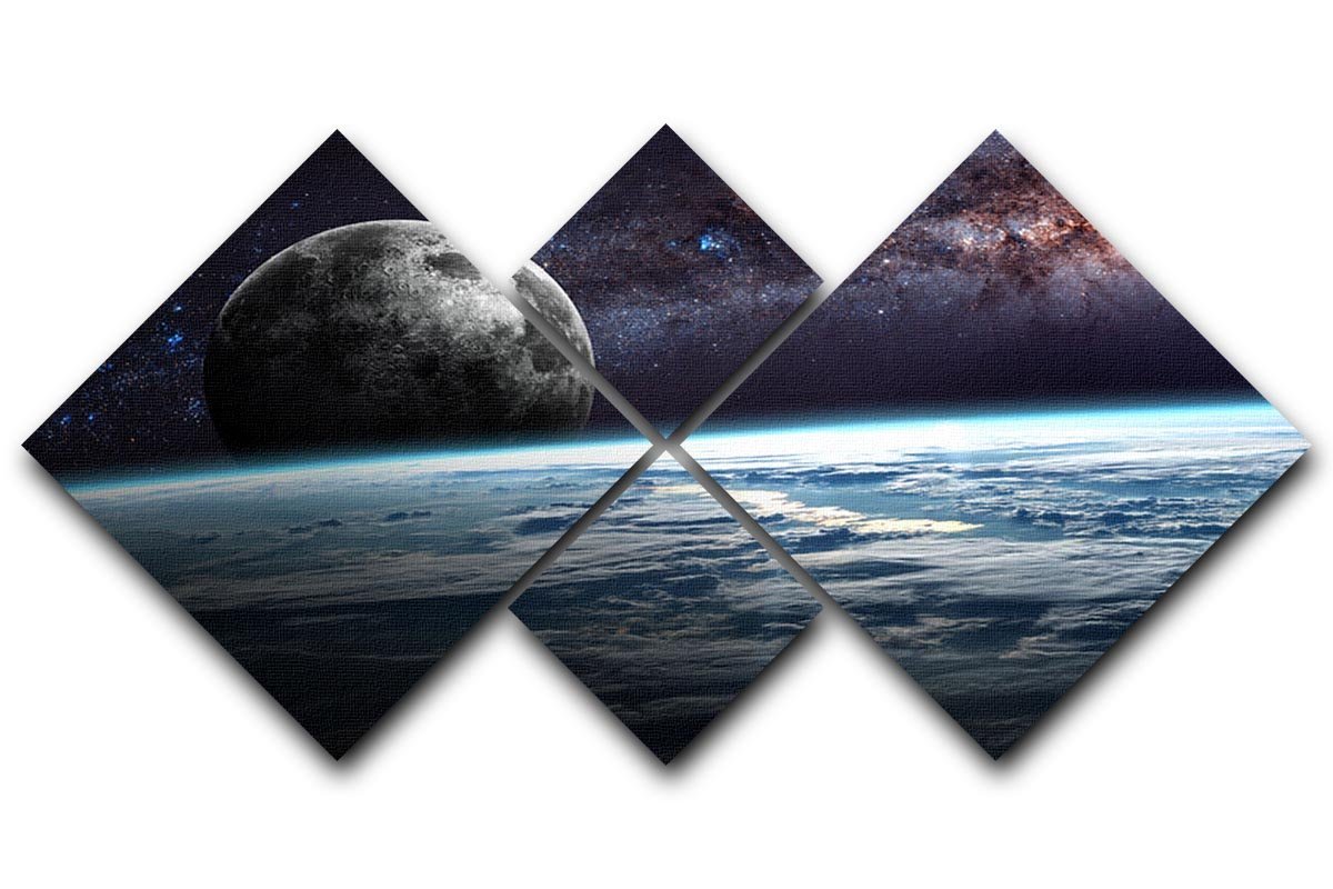 Earth Moon and Stars 4 Square Multi Panel Canvas  - Canvas Art Rocks - 1