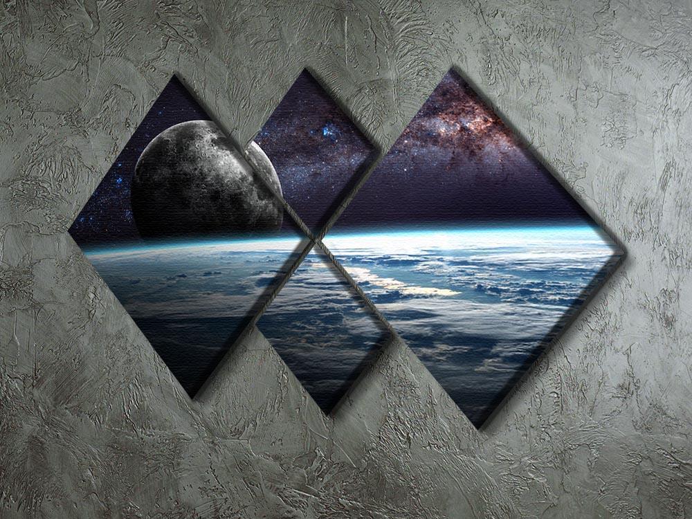 Earth Moon and Stars 4 Square Multi Panel Canvas - Canvas Art Rocks - 2