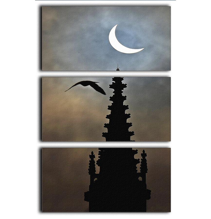 Eclipse over Worcester Cathedral 3 Split Panel Canvas Print - Canvas Art Rocks - 1