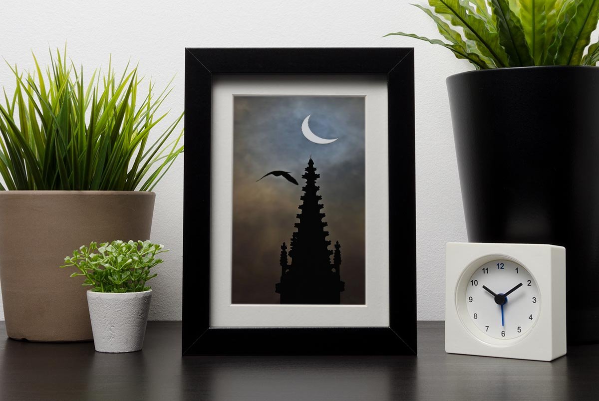 Eclipse over Worcester Cathedral Framed Print - Canvas Art Rocks - 1