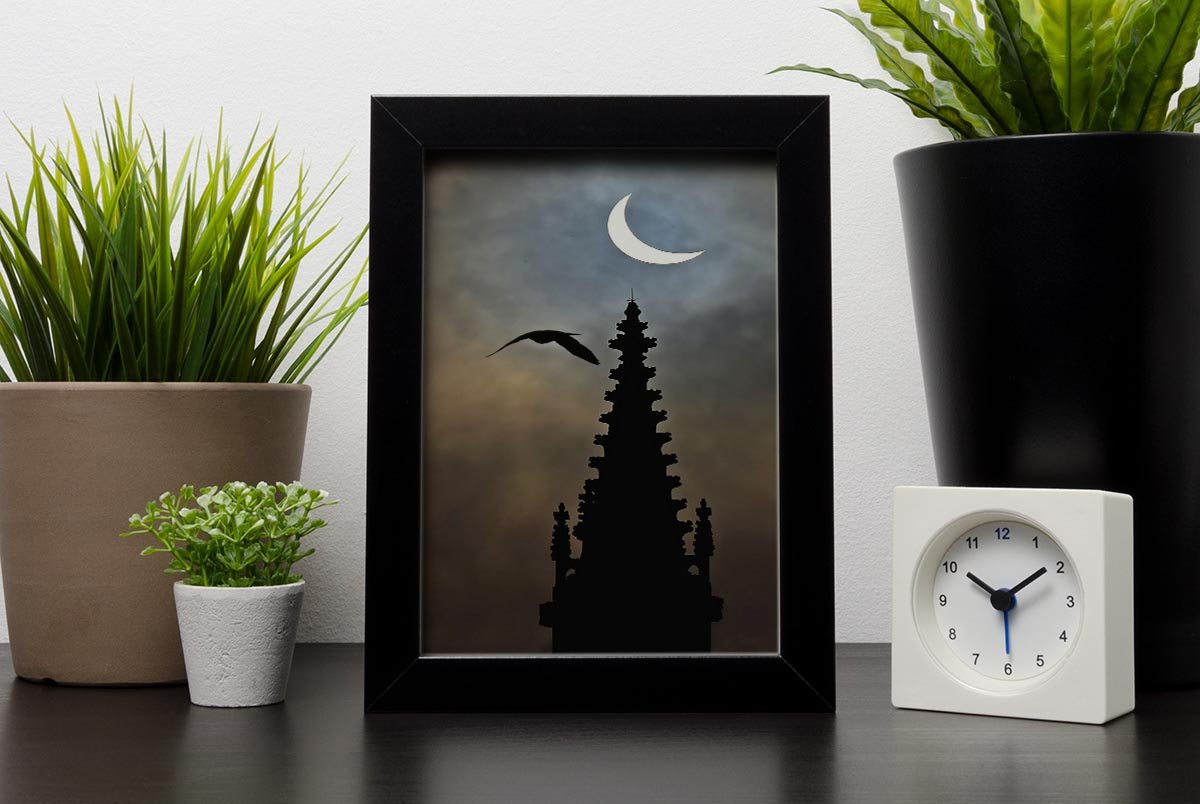 Eclipse over Worcester Cathedral Framed Print - Canvas Art Rocks - 2