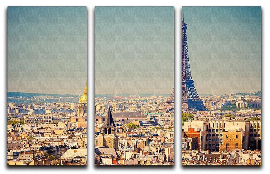 Eiffel Tower Sunny Day 3 Split Panel Canvas Print - Canvas Art Rocks - 1