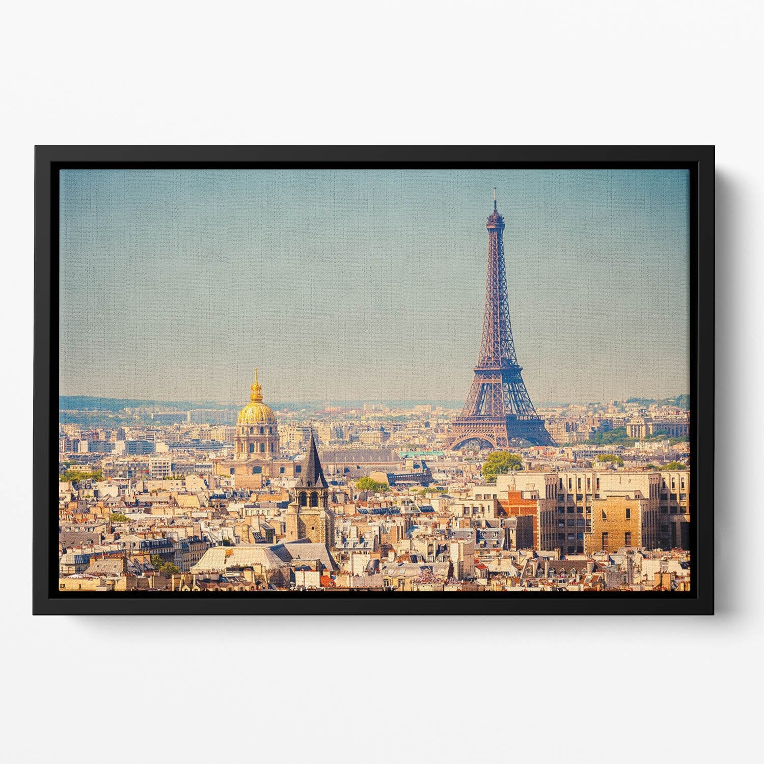 Eiffel Tower Sunny Day Floating Framed Canvas