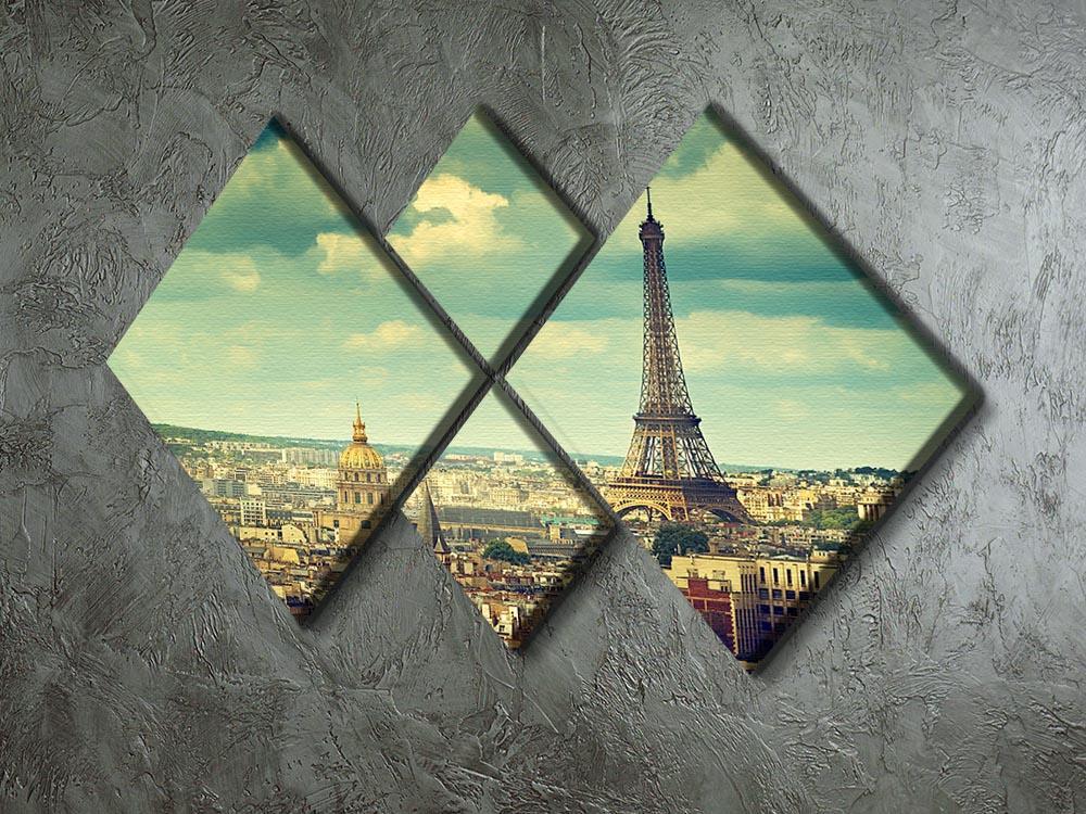 Eiffel tower Paris France 4 Square Multi Panel Canvas  - Canvas Art Rocks - 2
