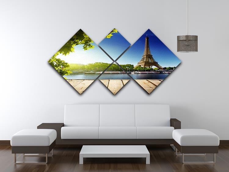 Eiffel tower in Paris 4 Square Multi Panel Canvas  - Canvas Art Rocks - 3