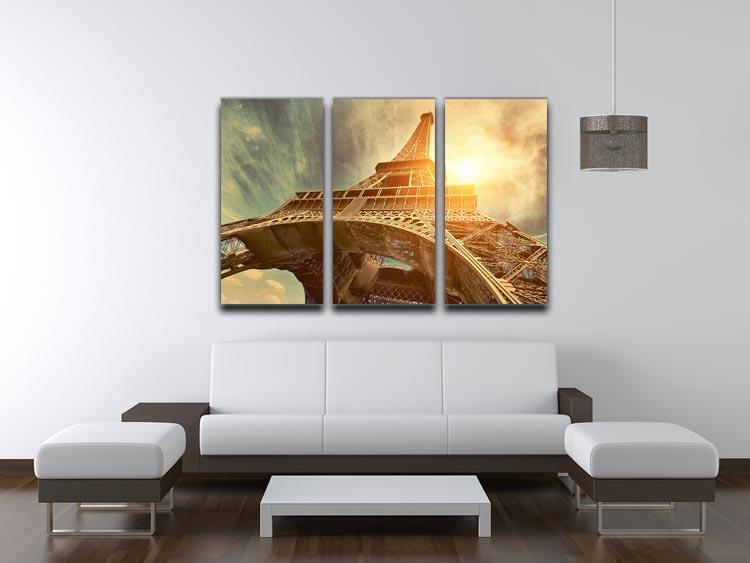 Eiffel tower under sun light 3 Split Panel Canvas Print - Canvas Art Rocks - 3