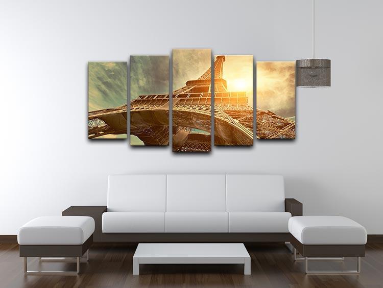 Eiffel tower under sun light 5 Split Panel Canvas  - Canvas Art Rocks - 3
