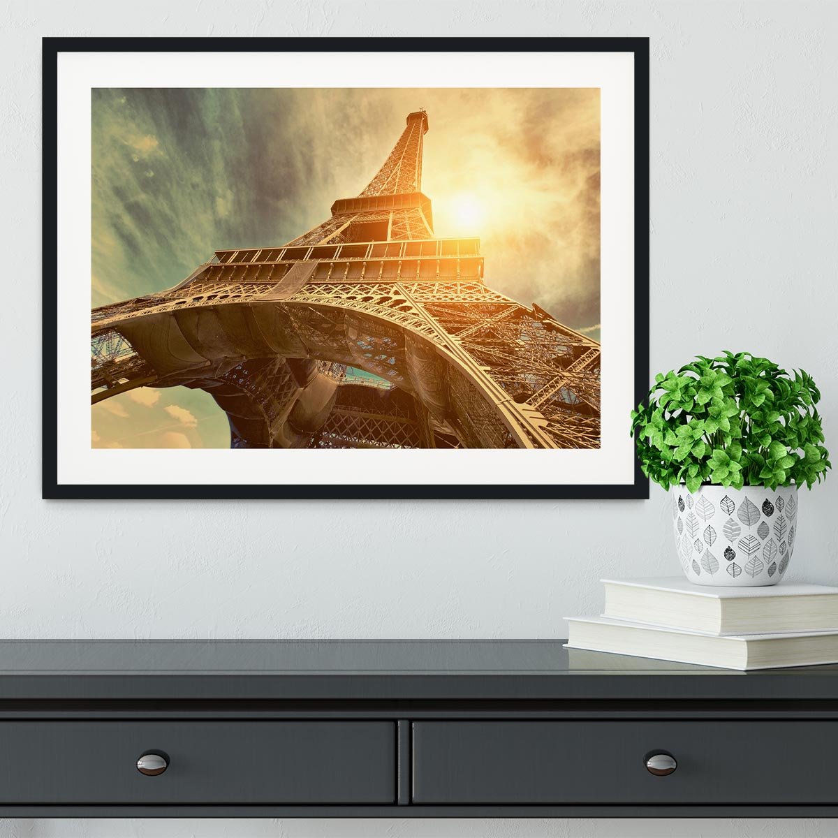 Eiffel tower under sun light Framed Print - Canvas Art Rocks - 1