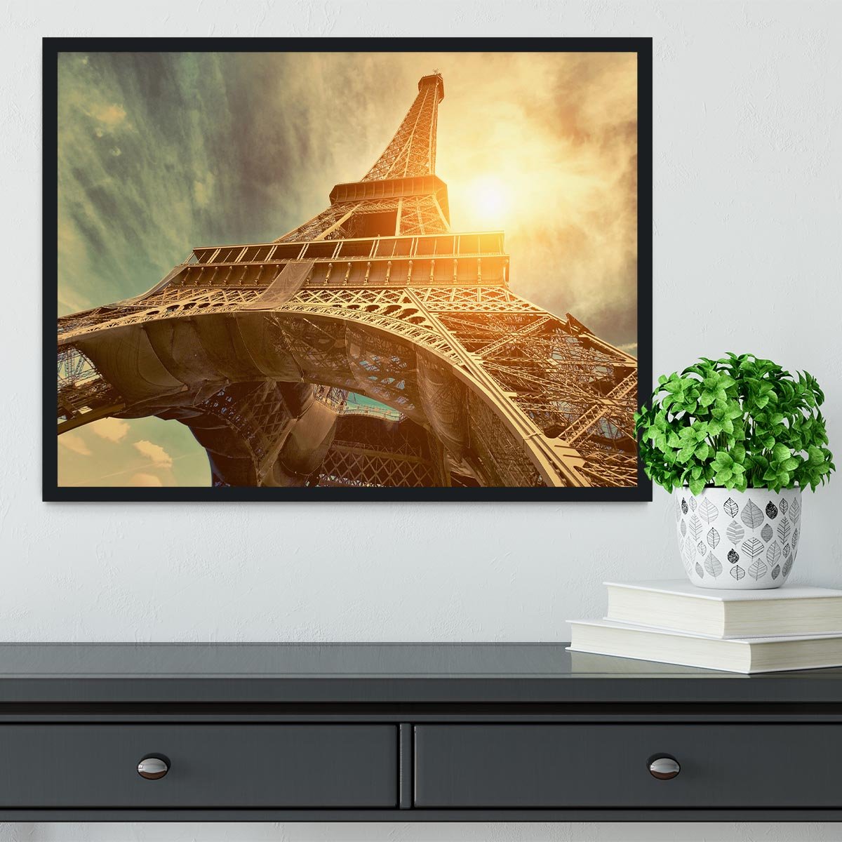 Eiffel tower under sun light Framed Print - Canvas Art Rocks - 2