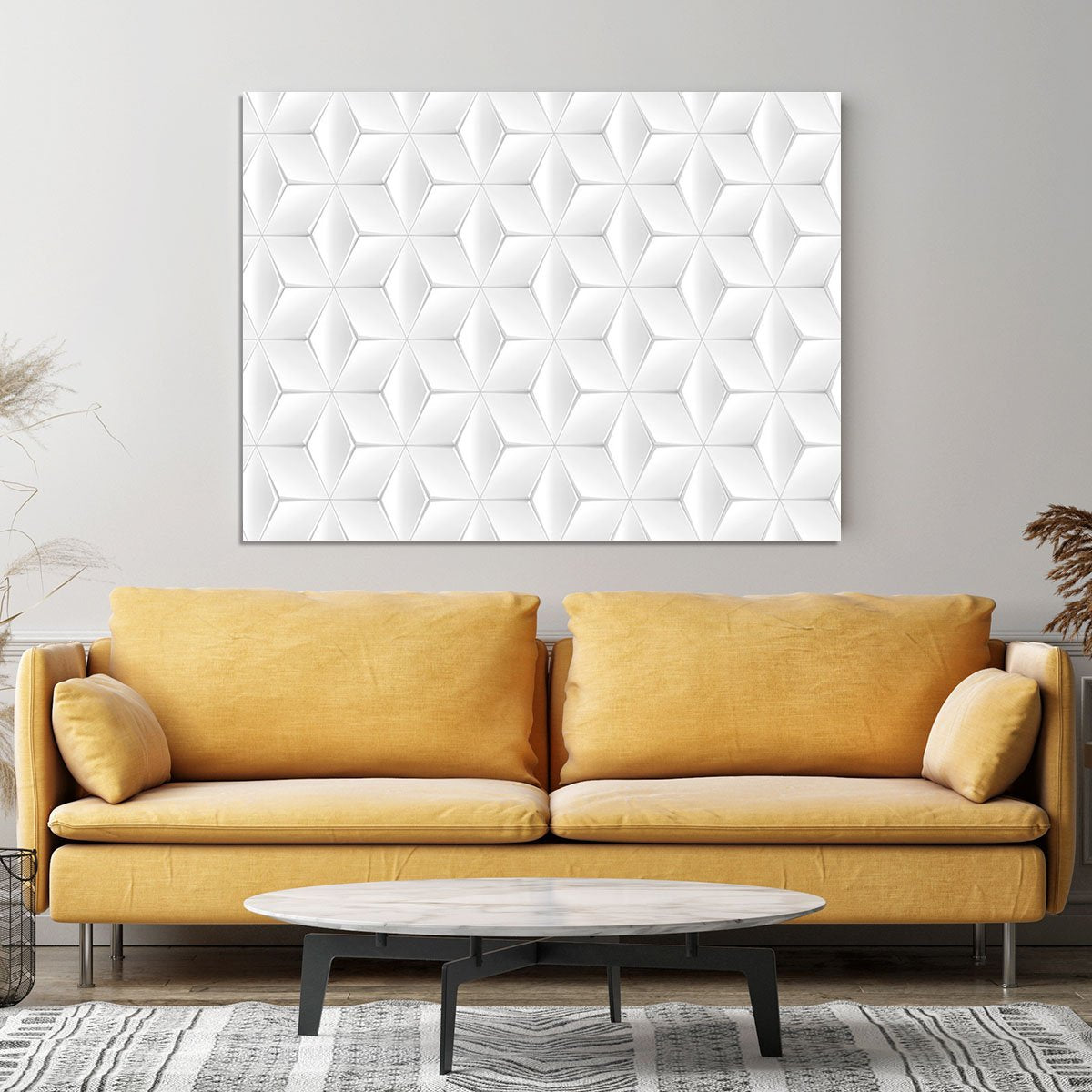 Elegant White Geometric Background Canvas Print or Poster