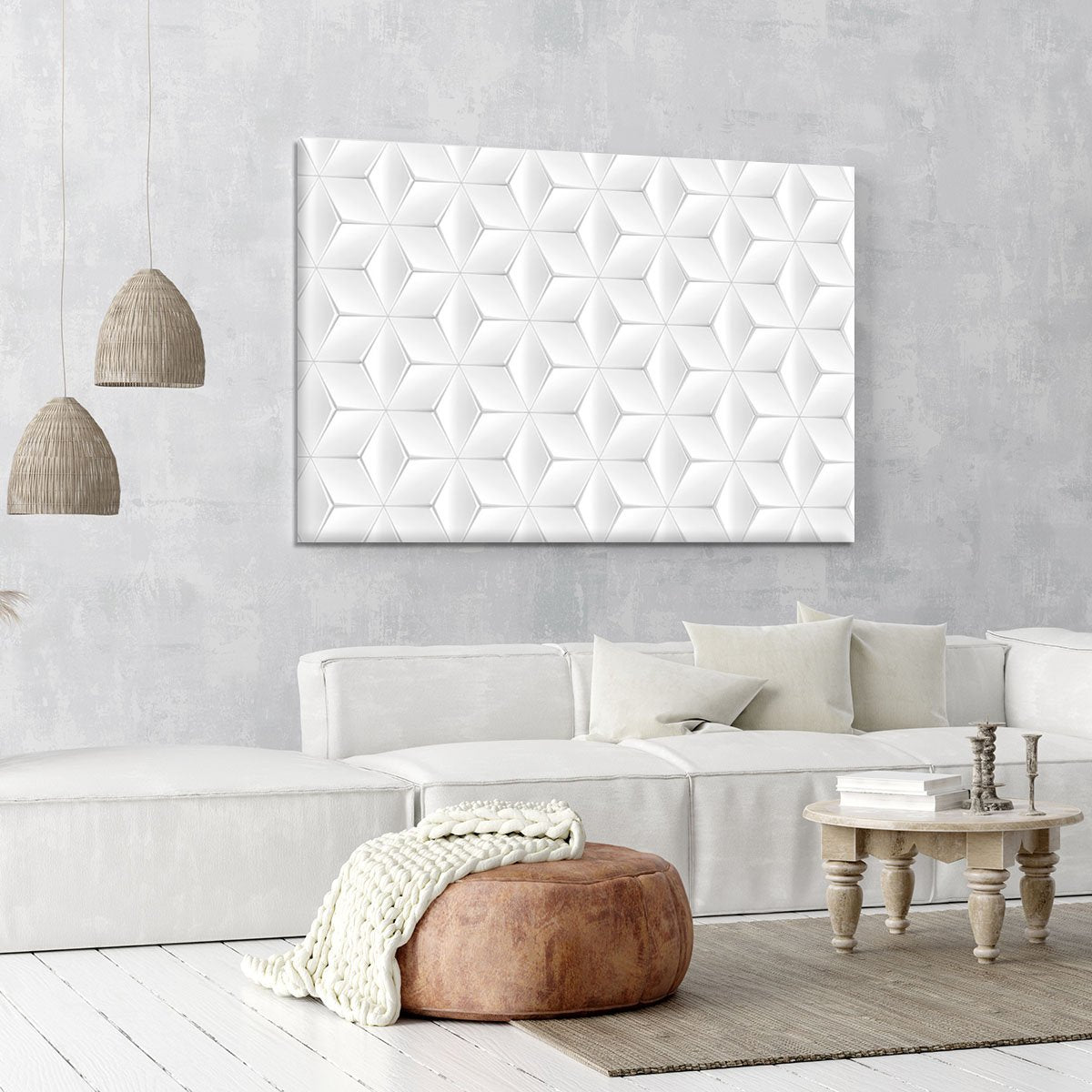 Elegant White Geometric Background Canvas Print or Poster