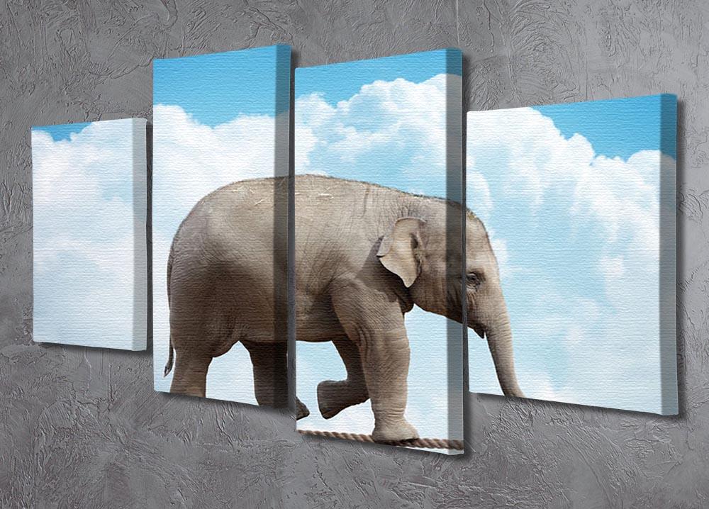 Elehant calf balancing on a tightrope 4 Split Panel Canvas - Canvas Art Rocks - 2