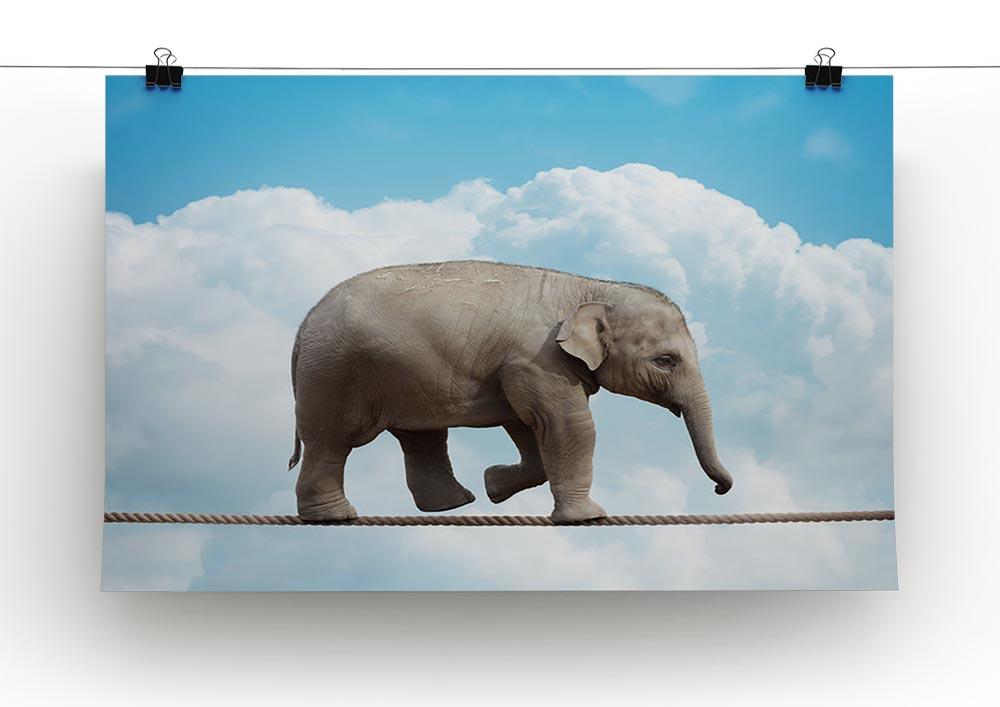 Elehant calf balancing on a tightrope Canvas Print or Poster - Canvas Art Rocks - 2