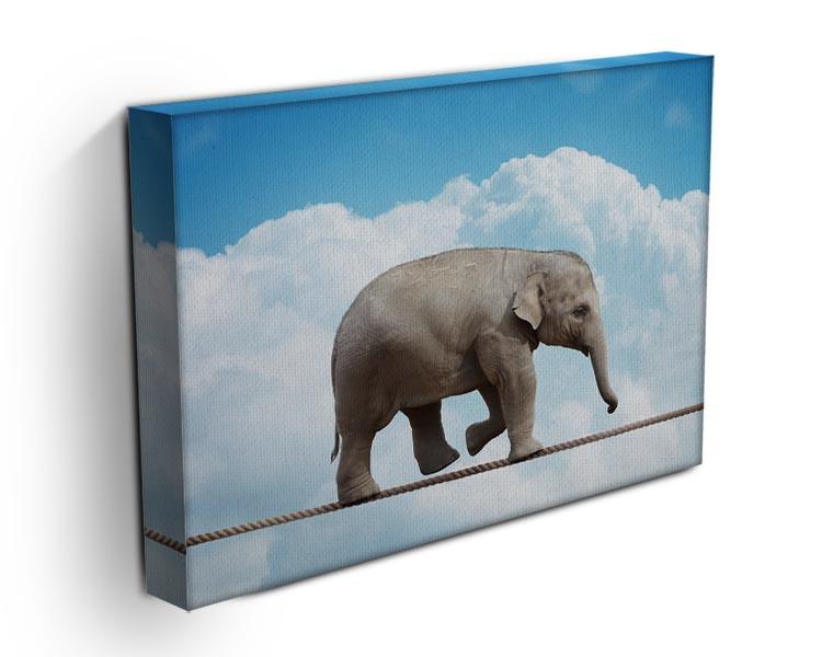 Elehant calf balancing on a tightrope Canvas Print or Poster - Canvas Art Rocks - 3