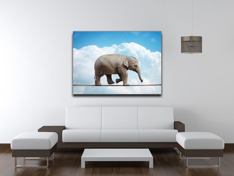 Elehant calf balancing on a tightrope Canvas Print or Poster - Canvas Art Rocks - 4