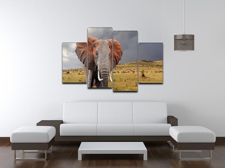 Elephant in National park of Kenya 4 Split Panel Canvas - Canvas Art Rocks - 3