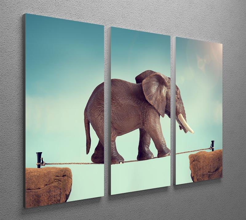Elephant on a tightrope 3 Split Panel Canvas Print - Canvas Art Rocks - 2