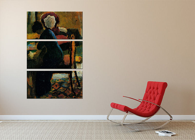 Elisabeth at the desk by Macke 3 Split Panel Canvas Print - Canvas Art Rocks - 2