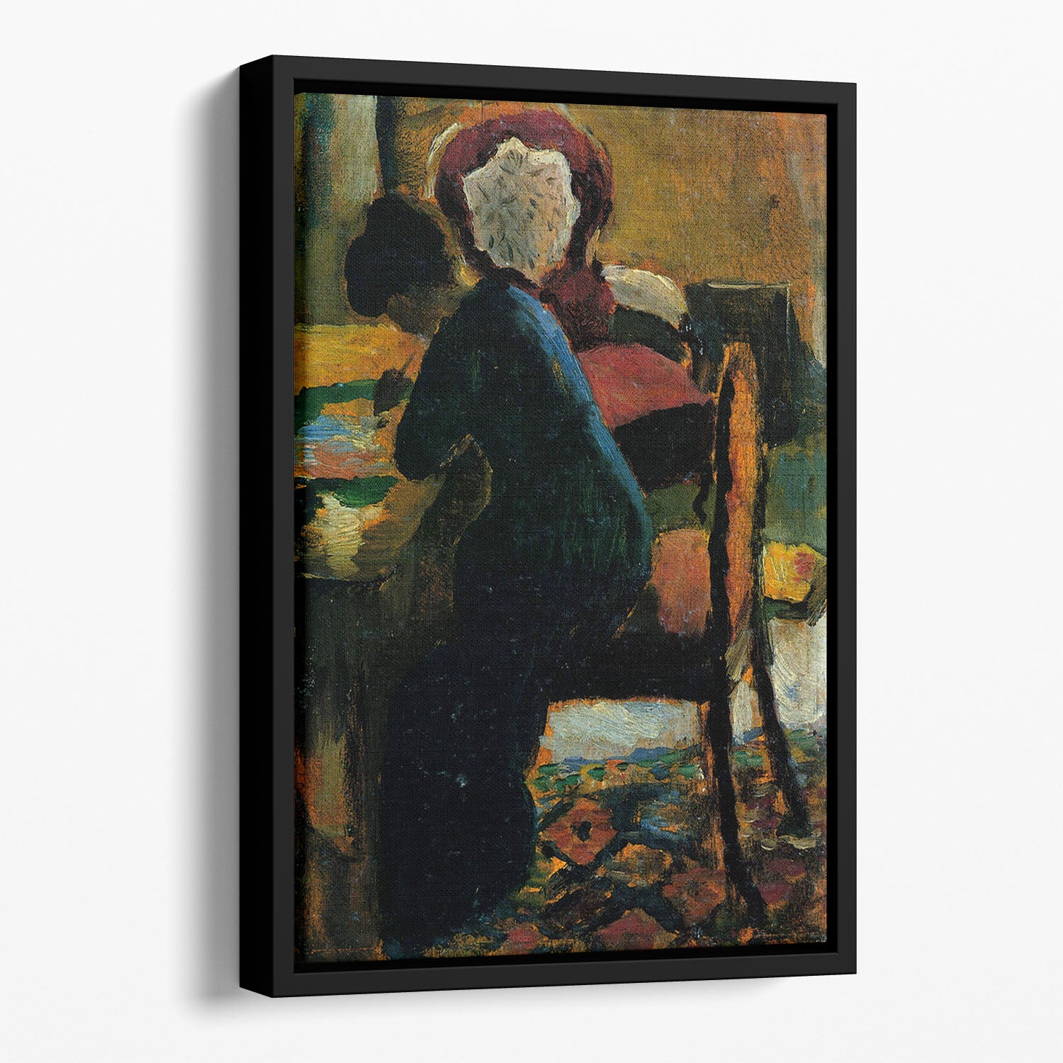 Elisabeth at the desk by Macke Floating Framed Canvas - Canvas Art Rocks - 1