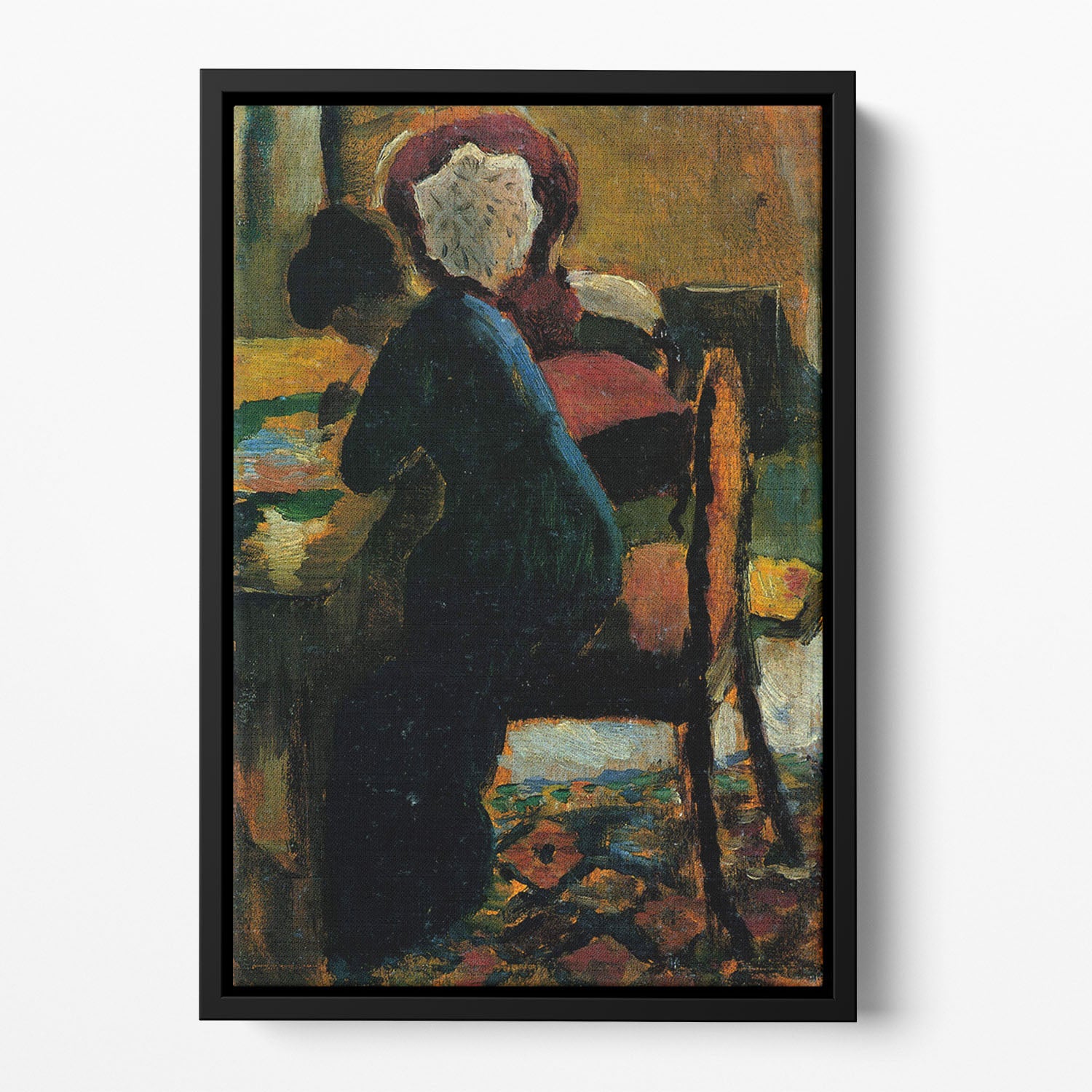 Elisabeth at the desk by Macke Floating Framed Canvas - Canvas Art Rocks - 2