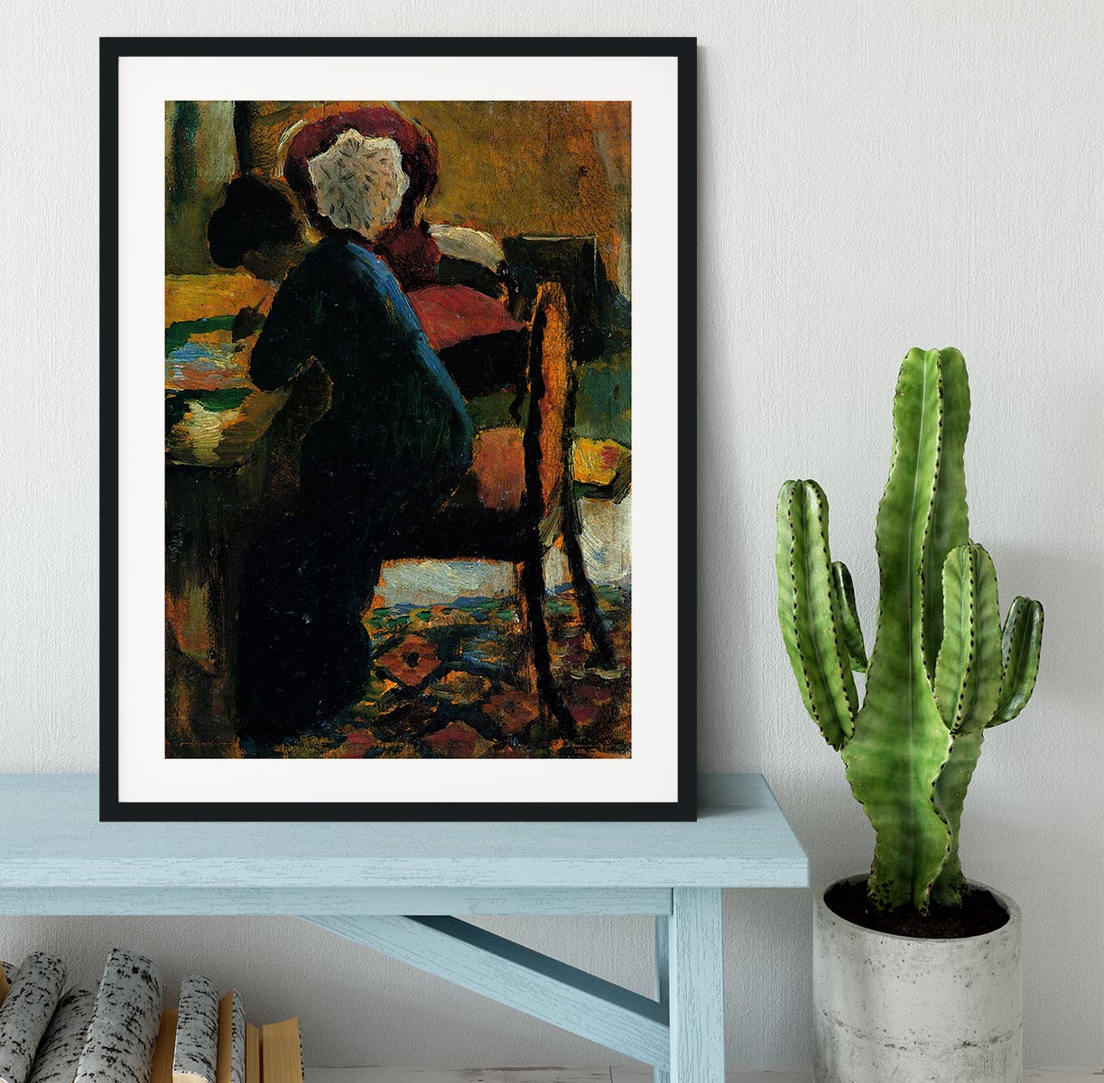 Elisabeth at the desk by Macke Framed Print - Canvas Art Rocks - 1
